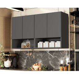 Armario Aéreo Organizador Multiuso Quarto Sala Bela 4 Portas:cinza - 3