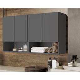 Armario Aéreo Organizador Multiuso Quarto Sala Bela 4 Portas:cinza - 2