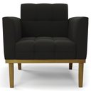 Ver imagem 6 de Poltrona Decorativa Base Madeira Castanho Ana Suede Preto - Ibiza