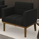 Ver imagem 2 de Poltrona Decorativa Base Madeira Castanho Ana Suede Preto - Ibiza