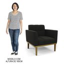 Ver imagem 5 de Poltrona Decorativa Base Madeira Castanho Ana Suede Preto - Ibiza