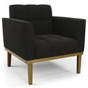 Ver imagem 1 de Poltrona Decorativa Base Madeira Castanho Ana Suede Preto - Ibiza