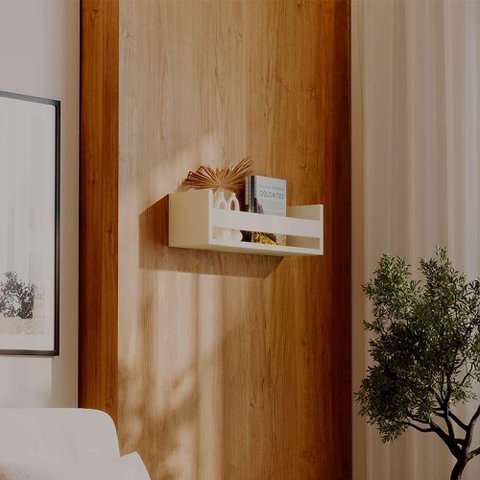 Prateleira Porta Objeto Bege Claro 70 X 12cm Suporte Invisivel