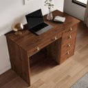 Ver imagem 4 de Mesa de Escritório 5 Gavetas 115 Cm Home Office Madeira Castanho Lana Idimex