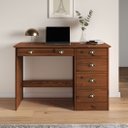 Ver imagem 1 de Mesa de Escritório 5 Gavetas 115 Cm Home Office Madeira Castanho Lana Idimex
