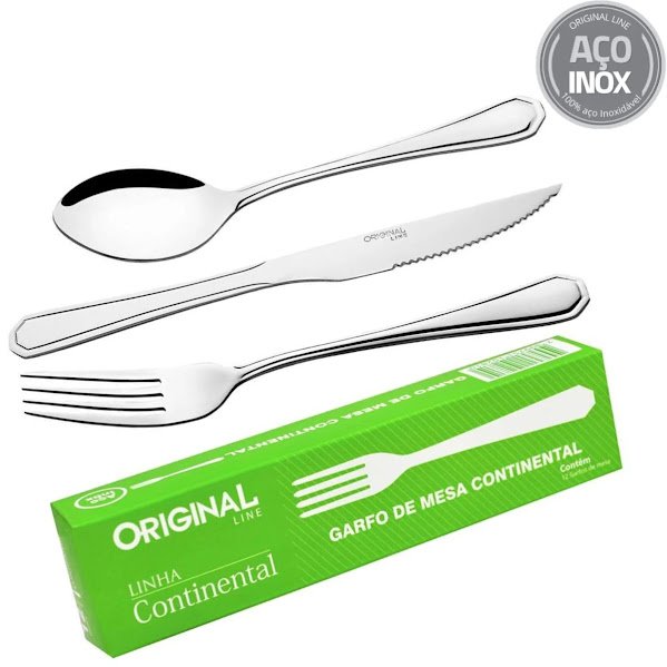 Jogo Garfo Faca Colher Inox 36 Peças Restaurante Buffet Bar - 1