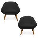 Ver imagem 1 de Kit 2 Poltronas Giovana Corino Pés Palito Castanho - D'Rossi - Preto
