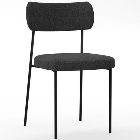 Cadeira Decorativa Estofada para Sala de Jantar Melina L02 Bouclê Preto - Lyam Decor