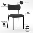Ver imagem 4 de Cadeira Decorativa Estofada para Sala de Jantar Melina L02 Bouclê Preto - Lyam Decor