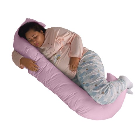 Travesseiro Gigante Multiuso Unissex Formato C Happy Line - Rosa