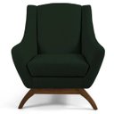 Ver imagem 2 de Poltrona Decorativa Sala de Estar Base de Madeira Naomi Veludo Verde Musgo - Gran Belo