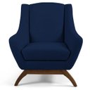 Ver imagem 2 de Poltrona Decorativa Sala de Estar Base de Madeira Naomi Veludo Azul Oxford - Gran Belo