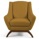 Ver imagem 2 de Poltrona Decorativa Sala de Estar Base de Madeira Naomi Veludo Mostarda Escuro - Gran Belo
