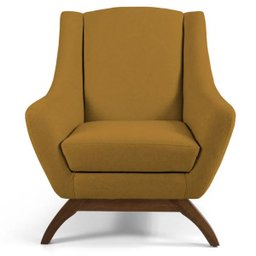 Poltrona Decorativa Sala de Estar Base de Madeira Naomi Veludo Mostarda Escuro - Gran Belo - 2 Poltrona Decorativa Sala de Estar Base de Madeira Naomi Veludo Mostarda Escuro - Gran Belo - 2