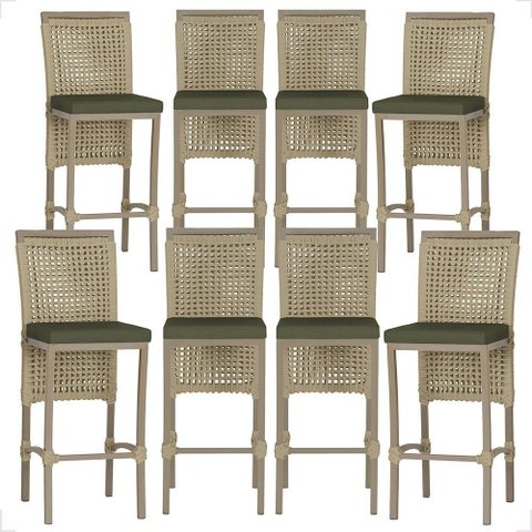 8 Banqueta em Alumínio Roma Fendi Corda Náutica Tecido 13