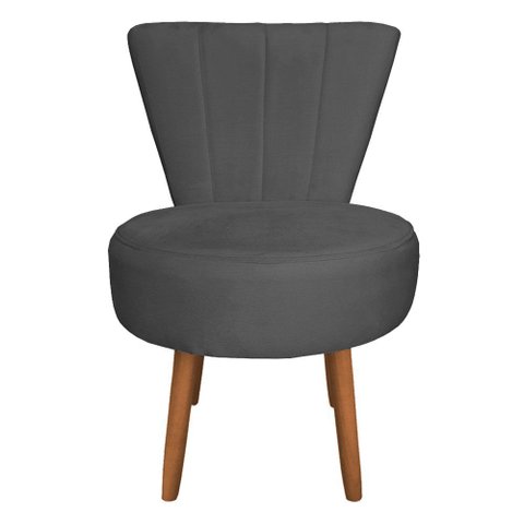 Cópia - Poltrona Decorativa Royal Base Giratória de Madeira Slk Decor Cinza