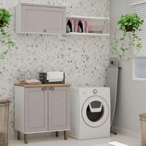Armário Multiuso Acquaflex 3 Peças Elegance Branco Fosco/fendi - Genialflex