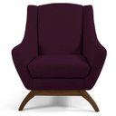 Ver imagem 2 de Poltrona Decorativa Sala de Estar Base de Madeira Naomi Veludo Roxo Grape - Gran Belo