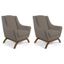 Ver imagem 1 de Kit 2 Poltronas Decorativas Base de Madeira Naomi Veludo Bege - Gran Belo