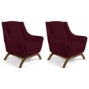 Ver imagem 1 de Kit 2 Poltronas Decorativas Base de Madeira Naomi Veludo Marsala - Gran Belo