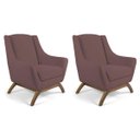 Ver imagem 1 de Kit 2 Poltronas Decorativas Base de Madeira Naomi Veludo Rosê - Gran Belo