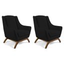 Ver imagem 1 de Kit 2 Poltronas Decorativas Base de Madeira Naomi Veludo Preto - Gran Belo