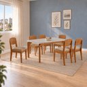 Ver imagem 1 de Conjunto de Mesa de Jantar Dublin 180 Tp MDF Vidro Canto Copo 6 Cadeiras Cleo