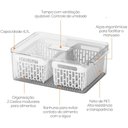 Ver imagem 3 de Kit 2 Organizadores Caixas de Geladeira 6,7l Coza Dry Frutas 4 Cestos Escorredores