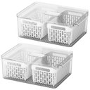 Ver imagem 1 de Kit 2 Organizadores Caixas de Geladeira 6,7l Coza Dry Frutas 4 Cestos Escorredores
