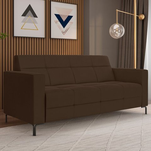 Sofá 2 Lugares Sala Living Industrial 160cm Senna K01 Veludo Marrom - Lyam Decor