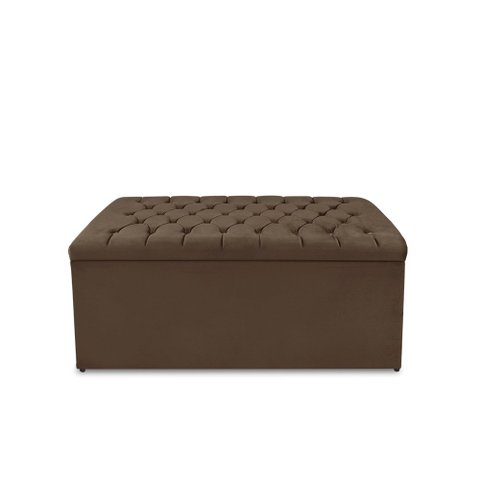 Calçadeira Baú Estofada Dunas Solteiro 90 Cm - Veludo Marrom