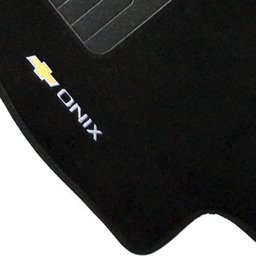 Jogo de Tapete Automotivo Carpete Chevrolet Onix 2018 À 2019 Soft Logo Bordado Preto 5 Peças - 6