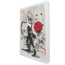 Ver imagem 1 de Quadro Decorativo Caixa Mulher Samurai  Tacolado Moldura Caixa Alta 4,5cm Madeira sem Vidro 60 X 90c