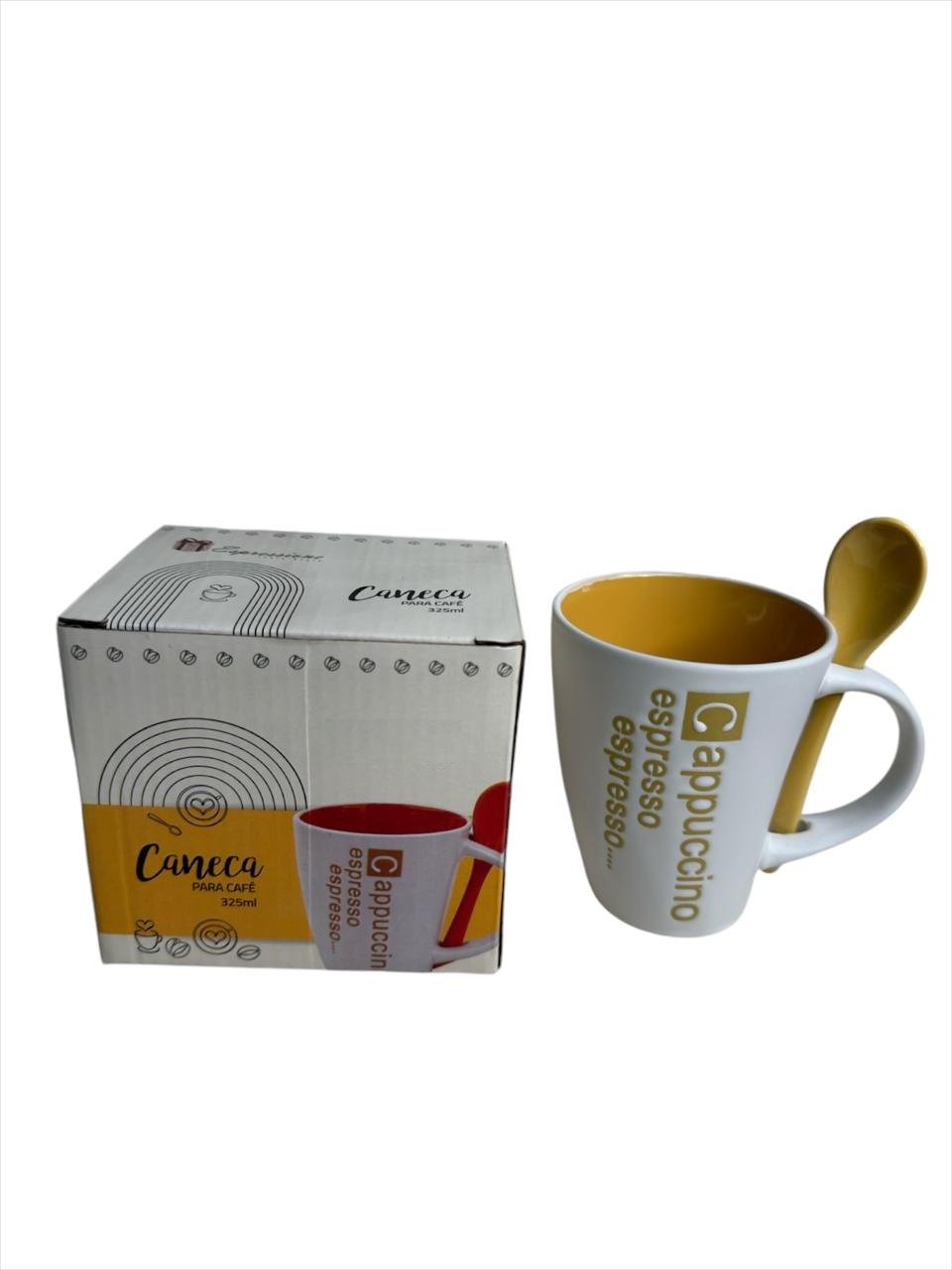 Kit Xicara e Colher Caneca Luxo Cafe Cappuccino Luxo 325ml - 2