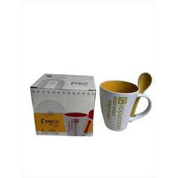 Kit Xicara e Colher Caneca Luxo Cafe Cappuccino Luxo 325ml - 2