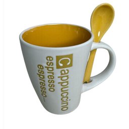 Kit Xicara e Colher Caneca Luxo Cafe Cappuccino Luxo 325ml - 1