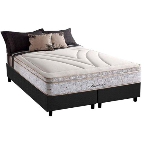 Cama Box Queen: Colchão Molas Herval Maxspring American + Base CRC Suede Gray(158x198)