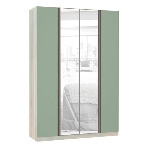 Guarda-roupa Solteiro Luciane 4 Portas 3 Gavetas Prime Plus Alumínio com Espelho 160 Cm