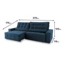 Ver imagem 3 de Sofá Retrátil Reclinável Montebello 2,70m Suede Velut Azul Marinho Molas no Assento - King House