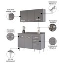 Ver imagem 3 de Armário Aéreo Honduras e Balcão Gabinete com Tampo 120cm Suécia Cinza - Lumil Lumil Móveis