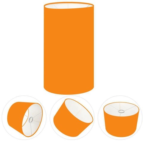 Cúpula Abajur e Luminária Cilíndrica Vivare Cp-7002 Ø13x30cm - Bocal Nacional Laranja