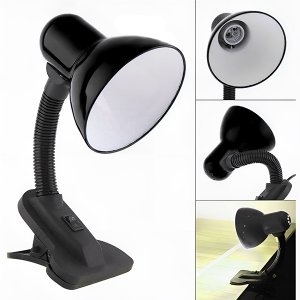 Luminária Articulada Preta com Garra Presilha Bivolt