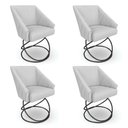 Ver imagem 1 de Kit 4 Poltronas Luxo Alana Bouclê Cinza Base Luxo Preto - Pallazio