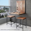 Ver imagem 3 de Kit 2 Banquetas Baixa Industrial Ipanema Preta Assento Madeira