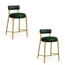 Ver imagem 2 de Banqueta Cozinha Alta com Encosto Industrial Dourado Kit 2 Londres Pu D03 - D'Rossi