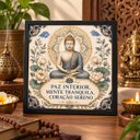 Ver imagem 2 de Quadro Buda Paz Interior 33x33cm Mold Preta Vidro