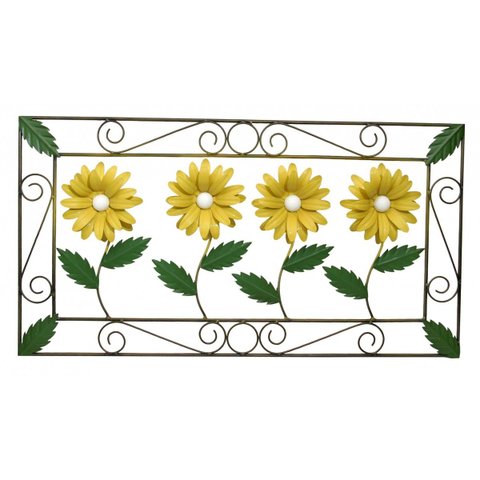 Quadro para Sala de TV Rustico Envelhecido Colonial de Ferro Libertas Rosas Artesanato Margaridas La