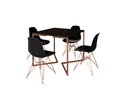 Ver imagem 2 de Mesa Industrial Base Ferro Cobre em V Tampo 90x90 Preto 4 Cadeiras Eames Ferro Assento Preto