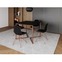 Ver imagem 1 de Mesa Industrial Base Ferro Cobre em V Tampo 90x90 Preto 4 Cadeiras Eames Ferro Assento Preto