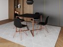 Ver imagem 1 de Mesa Industrial Base Ferro Cobre em V Tampo 90x90 Preto 4 Cadeiras Eames Ferro Assento Preto